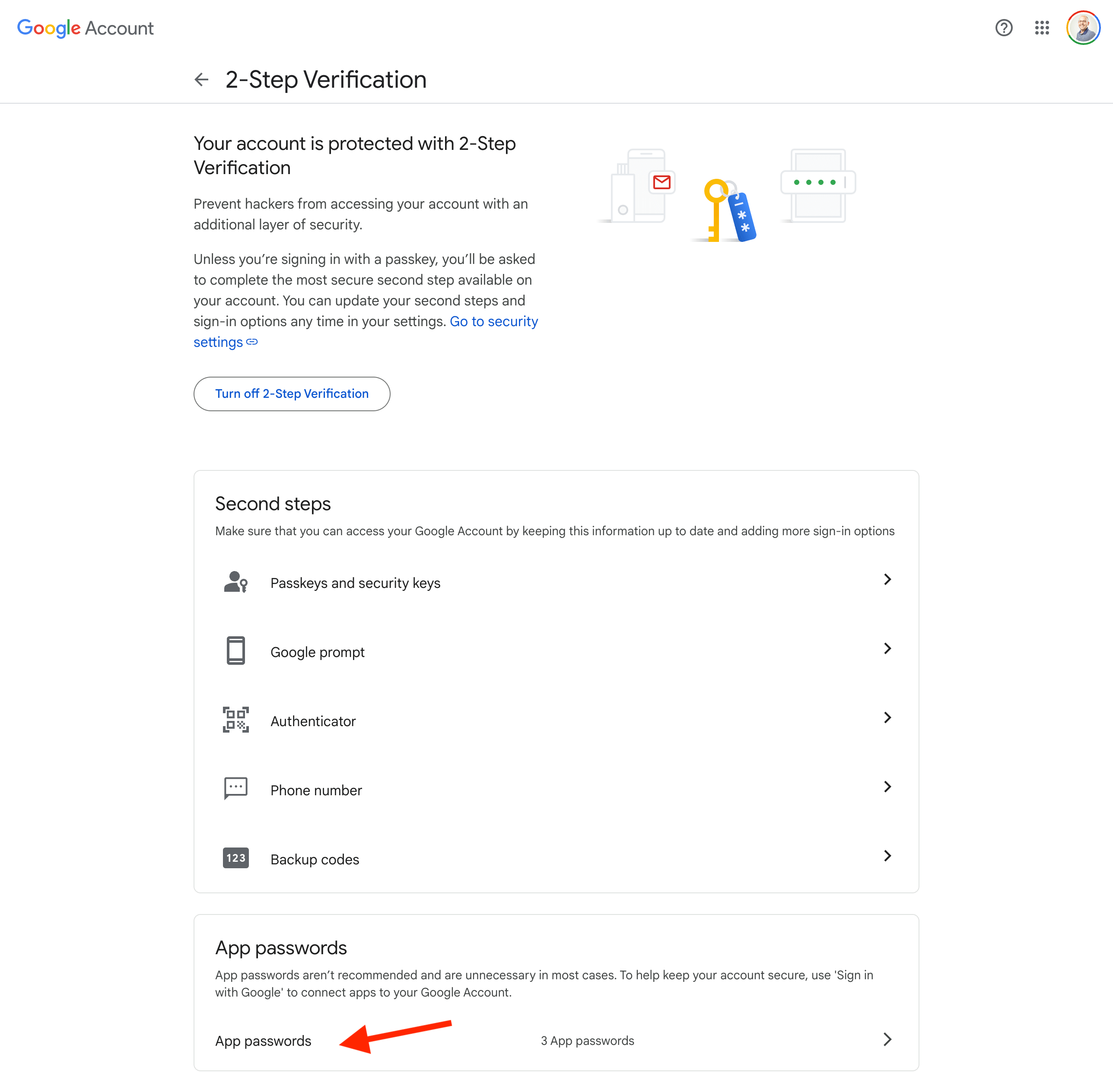 Pantalla de creación de Contraseña de Aplicación de Google mostrando cómo generar una contraseña segura específicamente para Email Me App