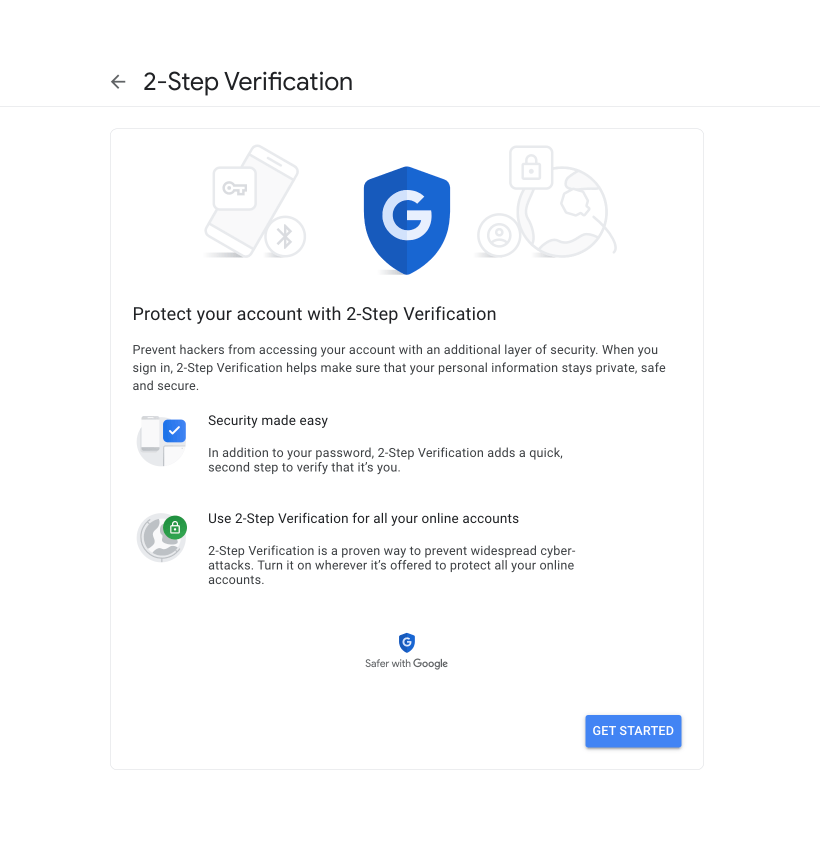 Google 2-Step Verification setup screen required for creating App Passwords to securely connect Email Me with Gmail Google 2-Step Verification setup screen required for creating App Passwords to securely connect Email Me with Gmail